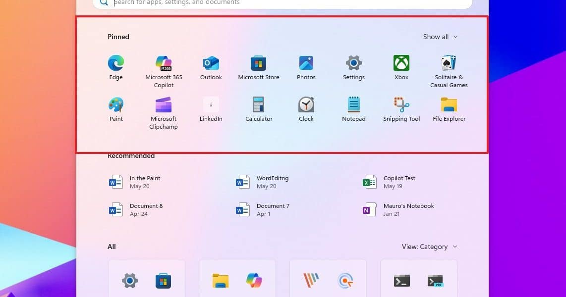 Windows 11 új Start menü