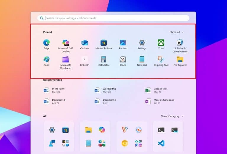 Windows 11 új Start menü